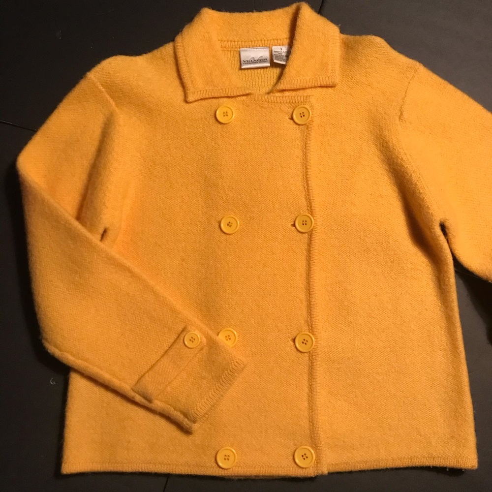 Double-Breasted Women's Yellow Cardigan Sweater